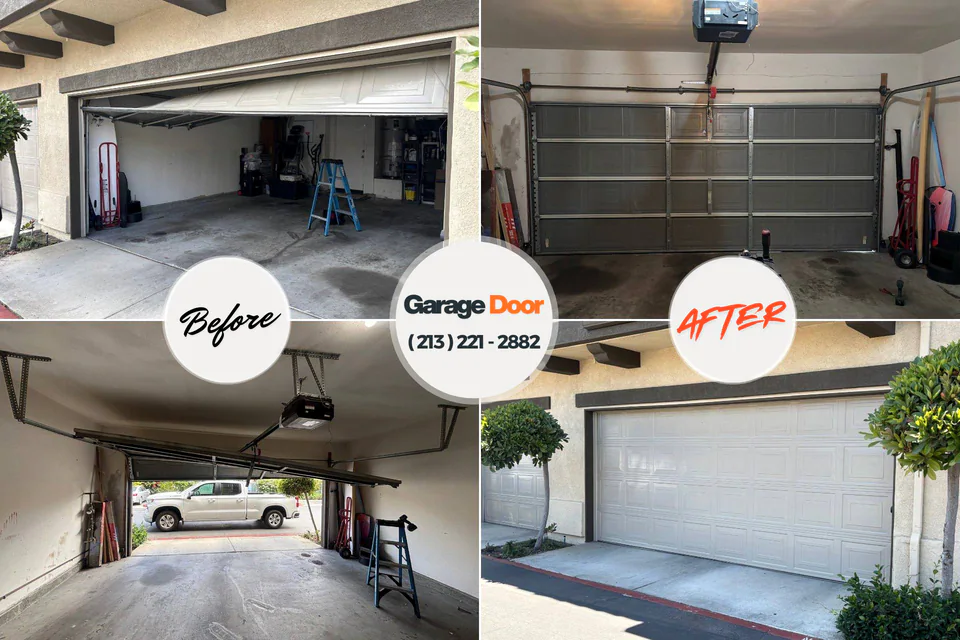 Before and after: garage door repair Upland, PA